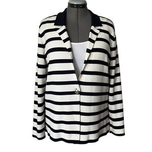 Blue Seven stripe cardigan sweater blazer. L